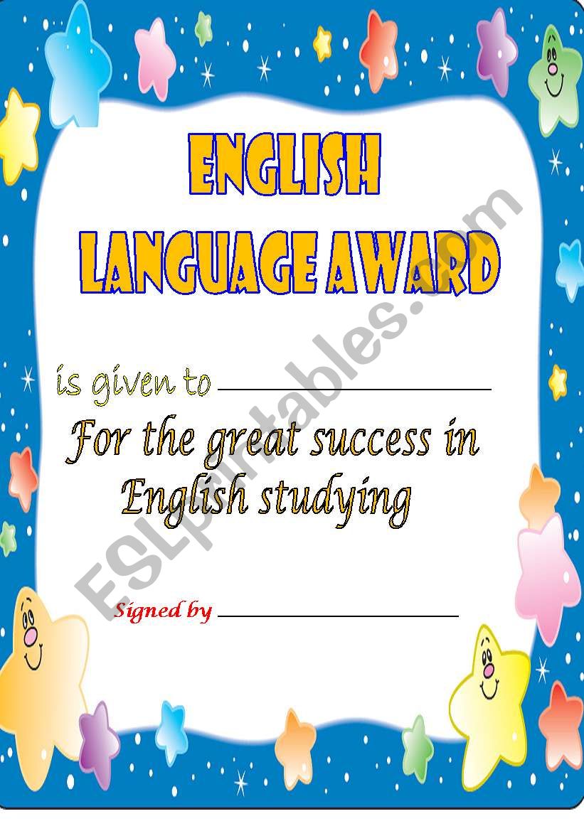 ENGLISH LANGUAGE AWARD -2- worksheet