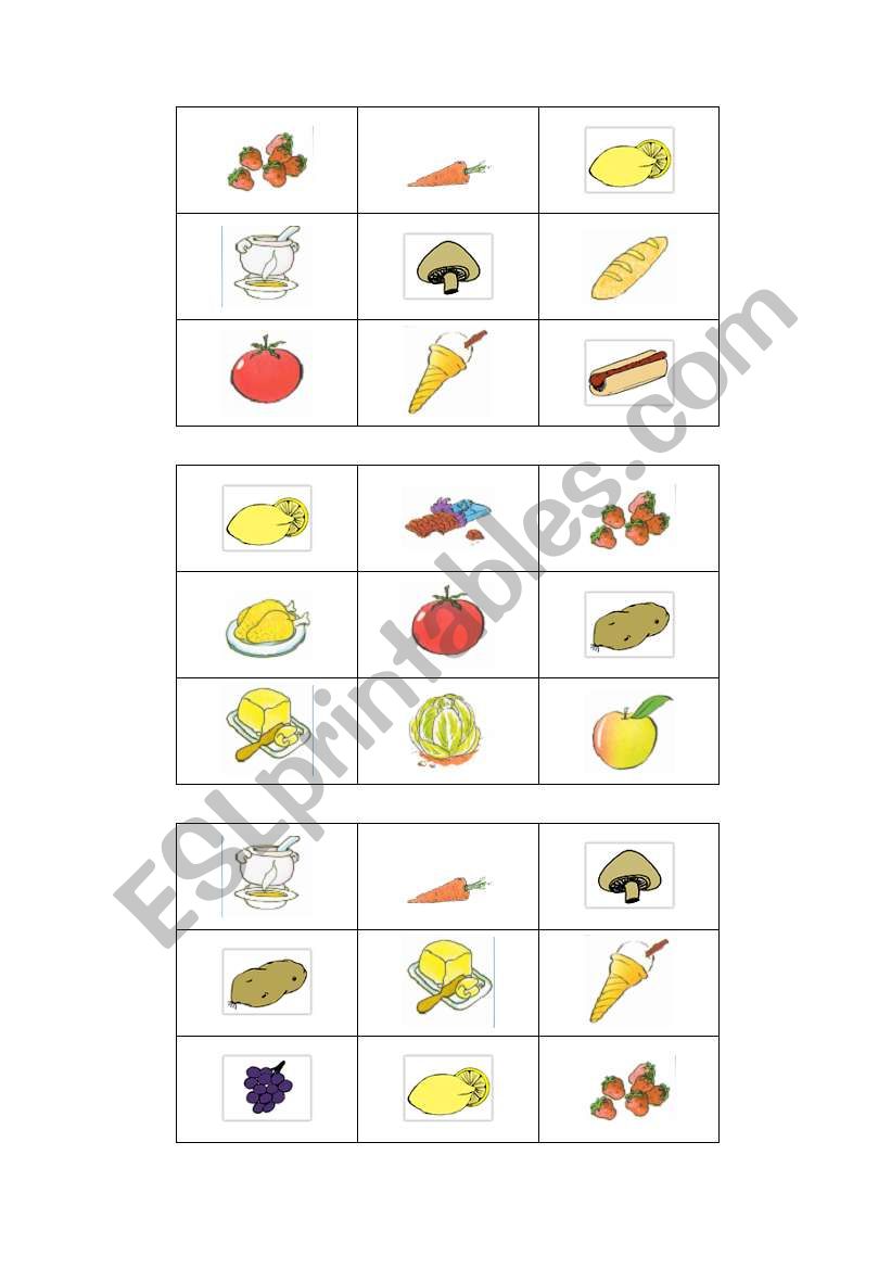 BINGO FOOD 1/5 (no. 4) worksheet