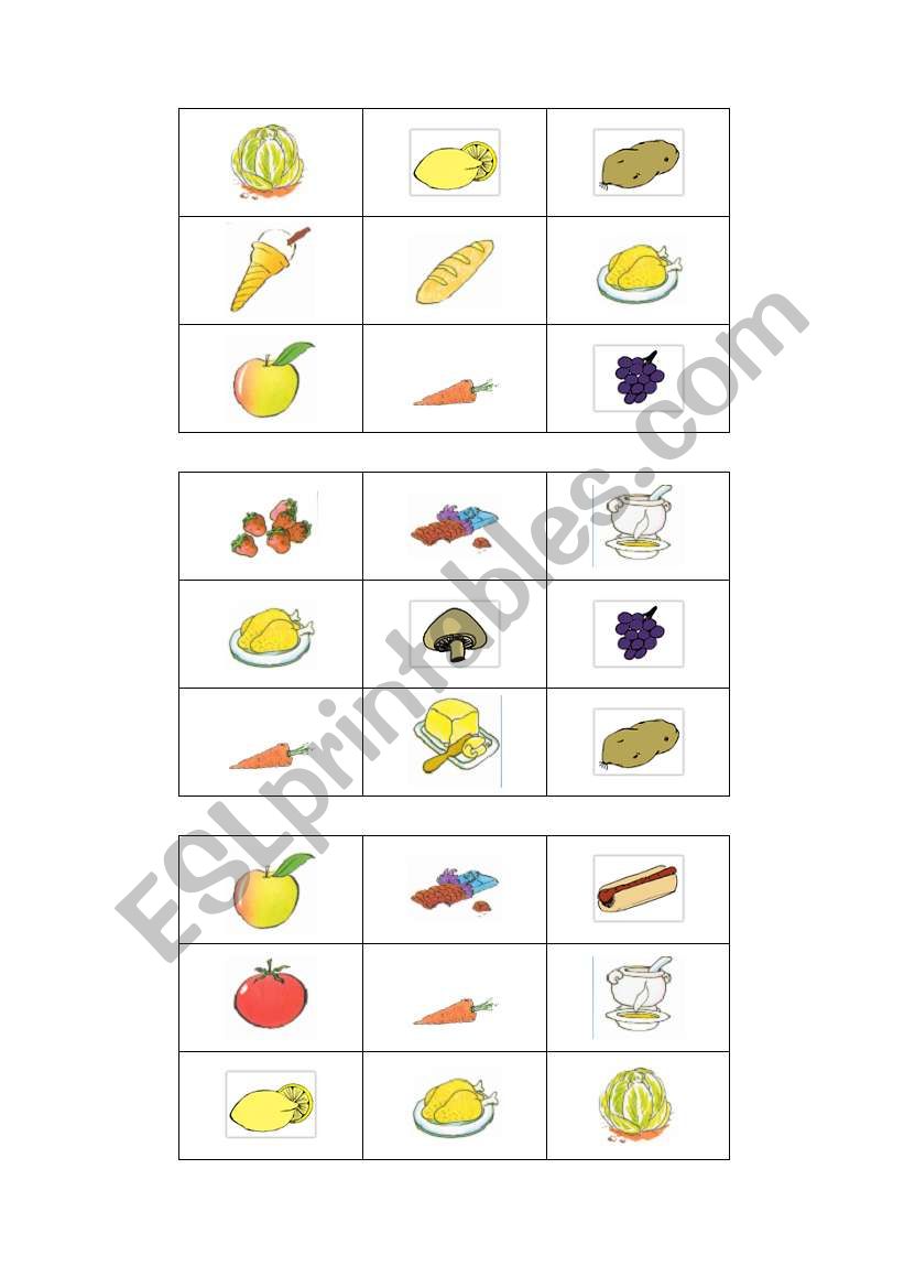 BINGO FOOD 1/5 (no. 5) call cards