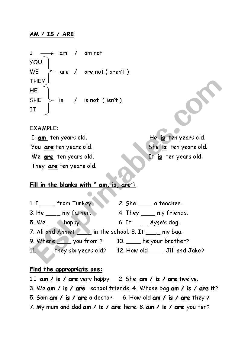 to be  worksheet