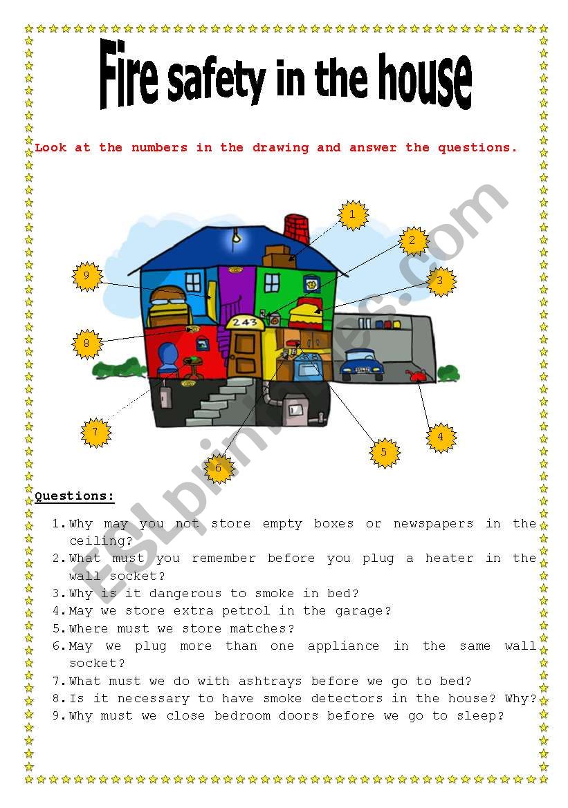 Fire safety in the house worksheet