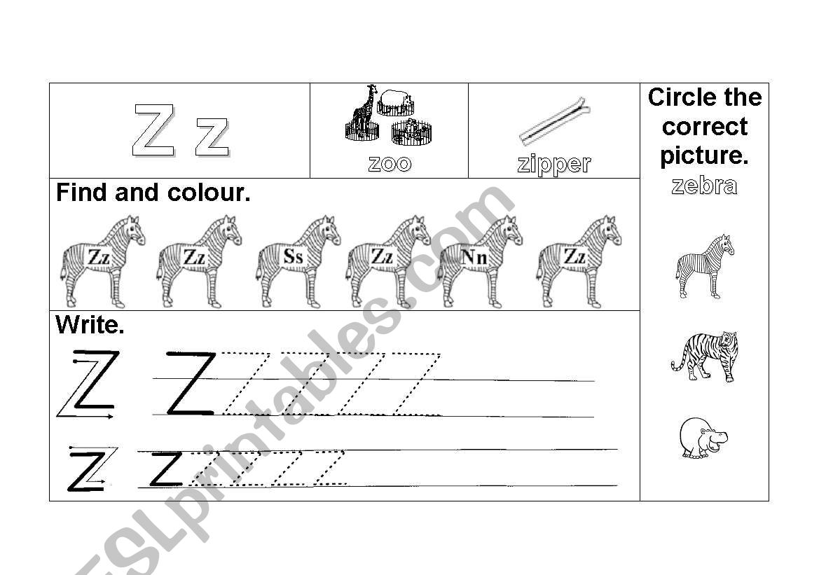 Z z worksheet