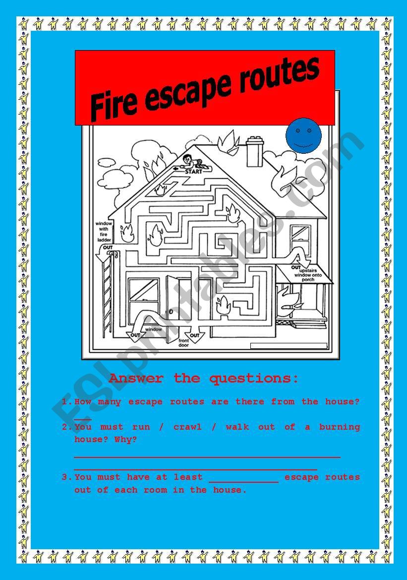 Fire escape routes worksheet