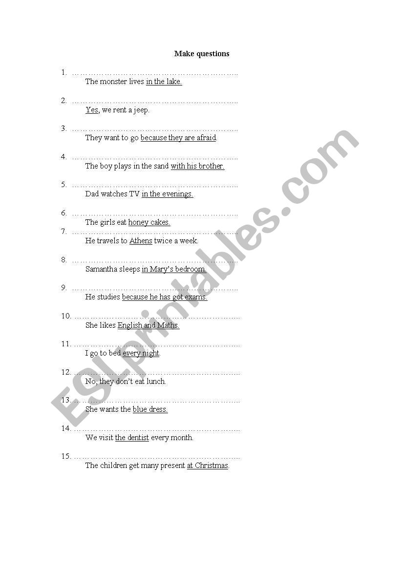 Make questions worksheet