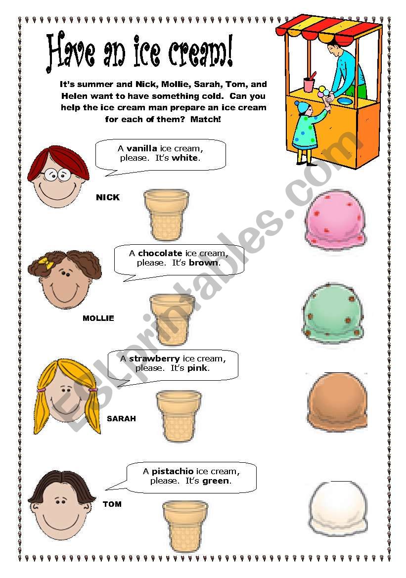 Have an Ice cream!  - 2 pages worksheet