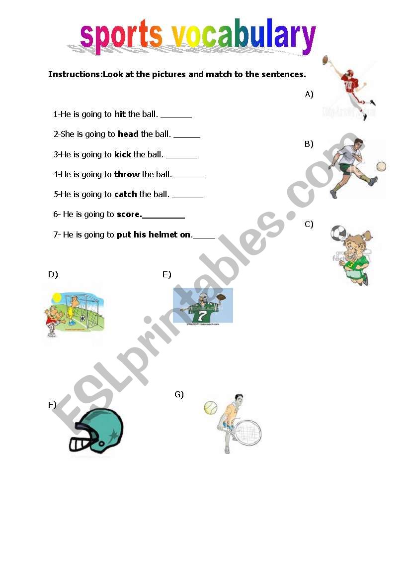 Hit or kick? worksheet