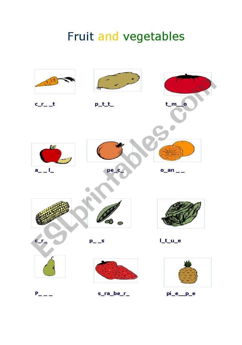 Fruits and Vegetables worksheet