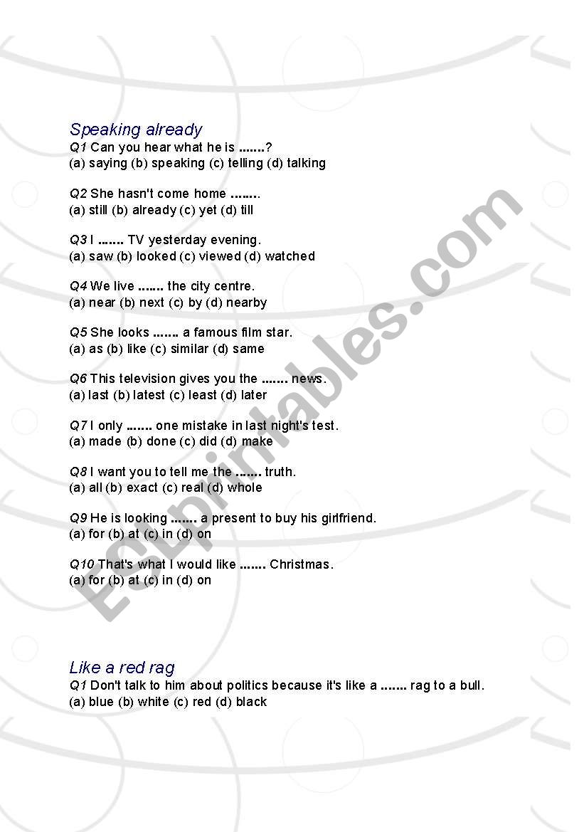 Gramer worksheet