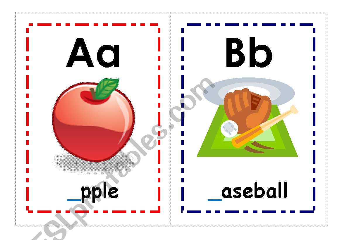 A - L Alphabet Flashcards worksheet