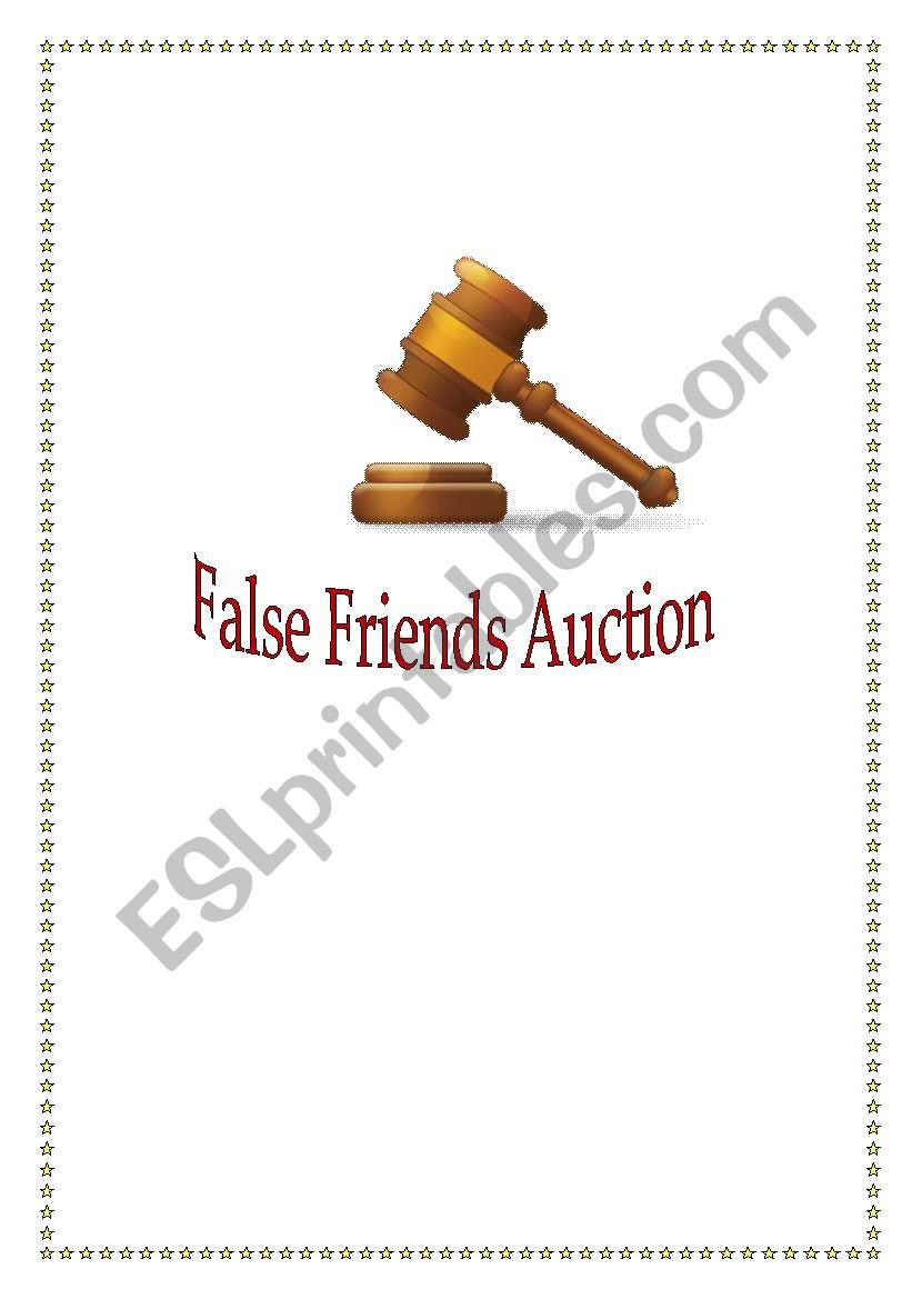 False Friends Auction worksheet