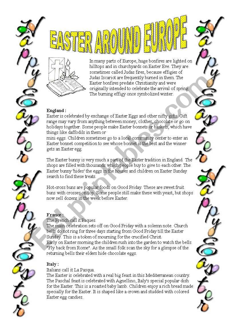 Easter around Europe worksheet