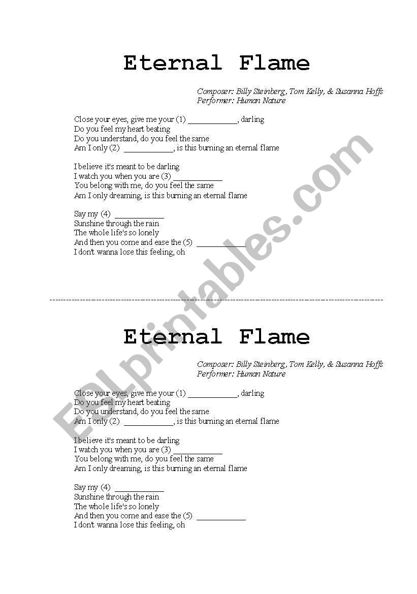 Eternal flame worksheet