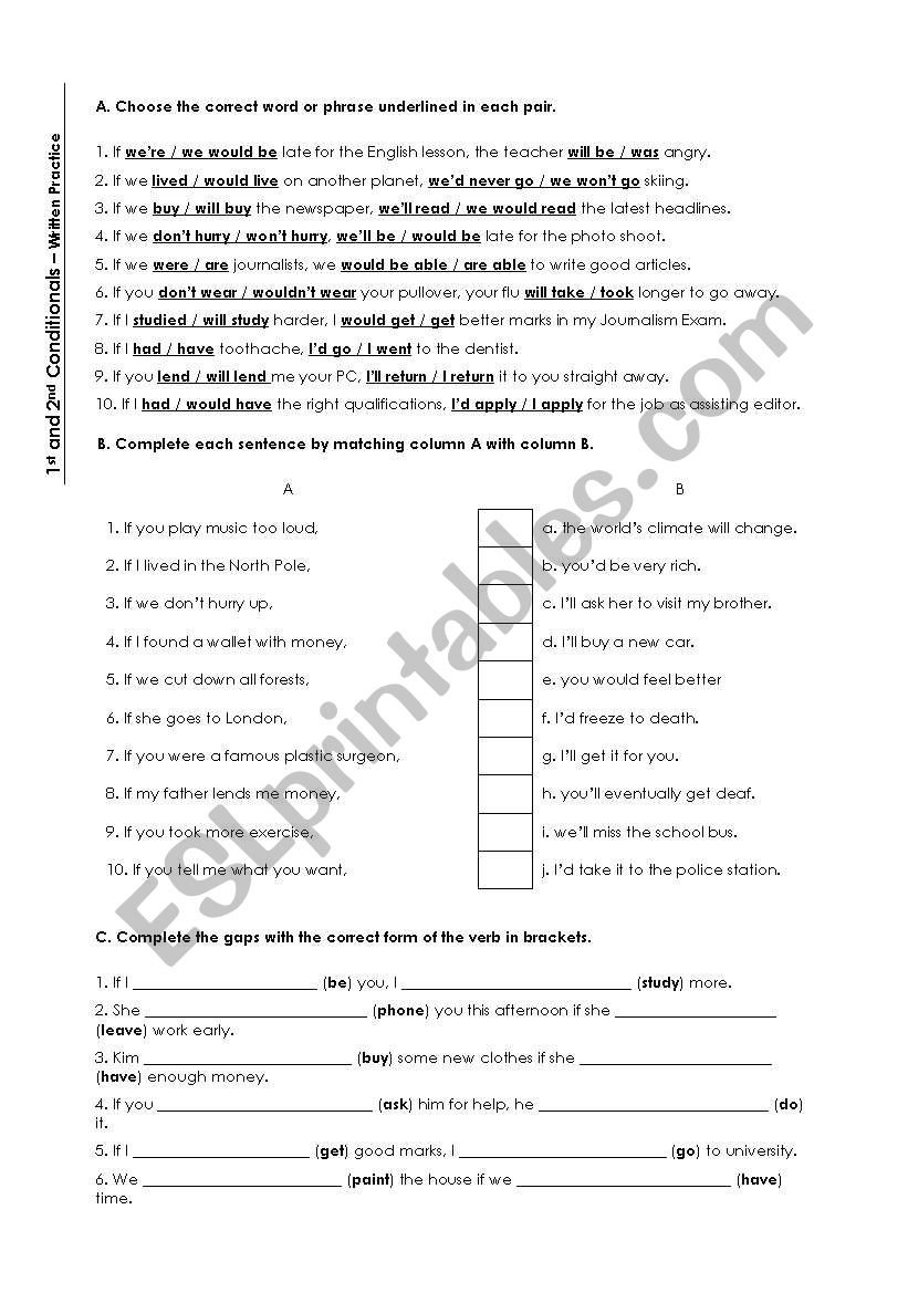 1st and 2nd Conditional worksheet