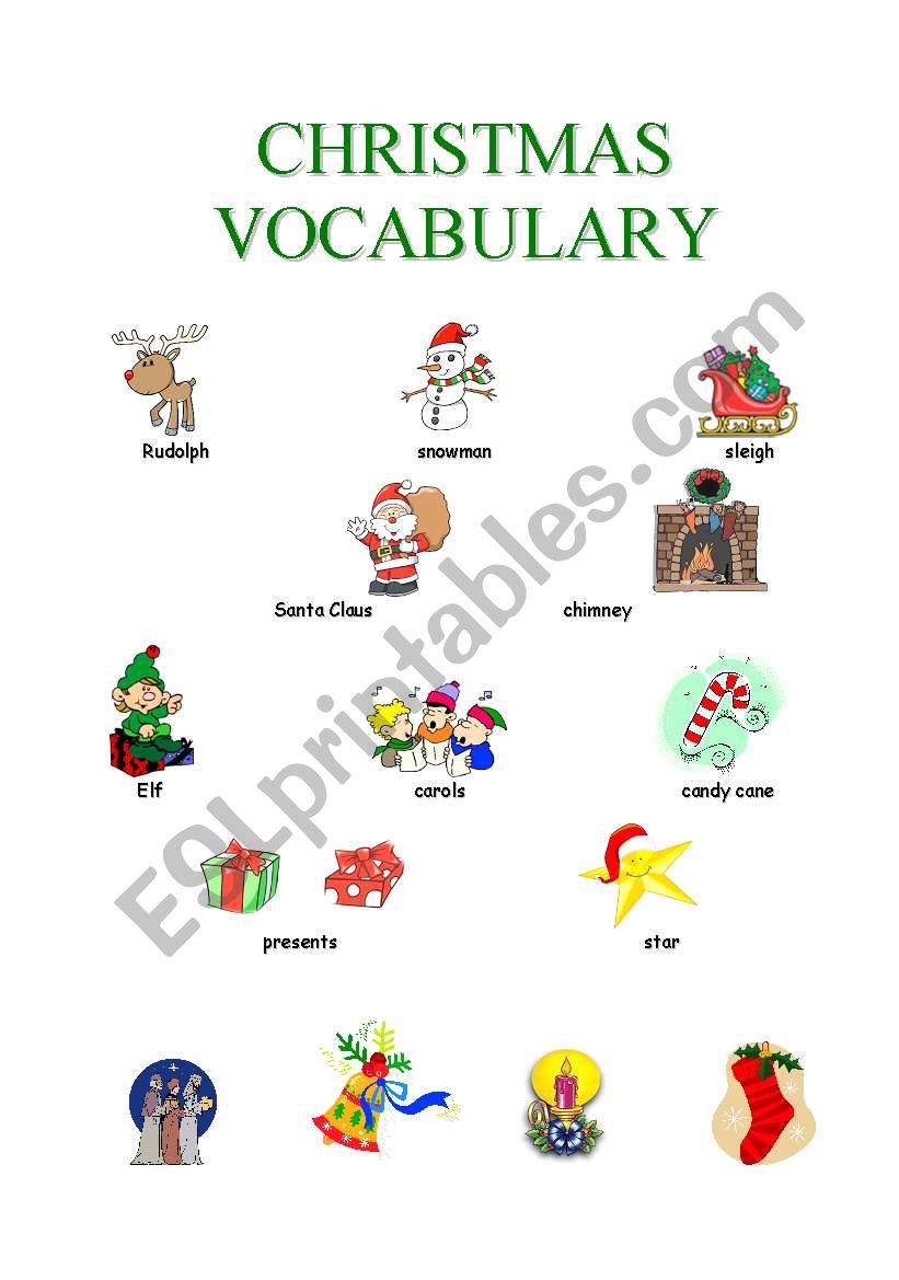 Christmas words worksheet