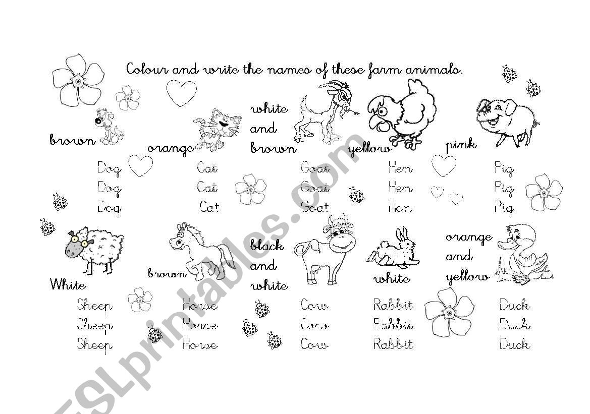 Farm animals worksheet