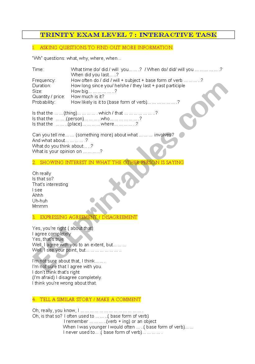 TRINITY LEVEL 7    INTERACTIVE TASK   VOCABULARY