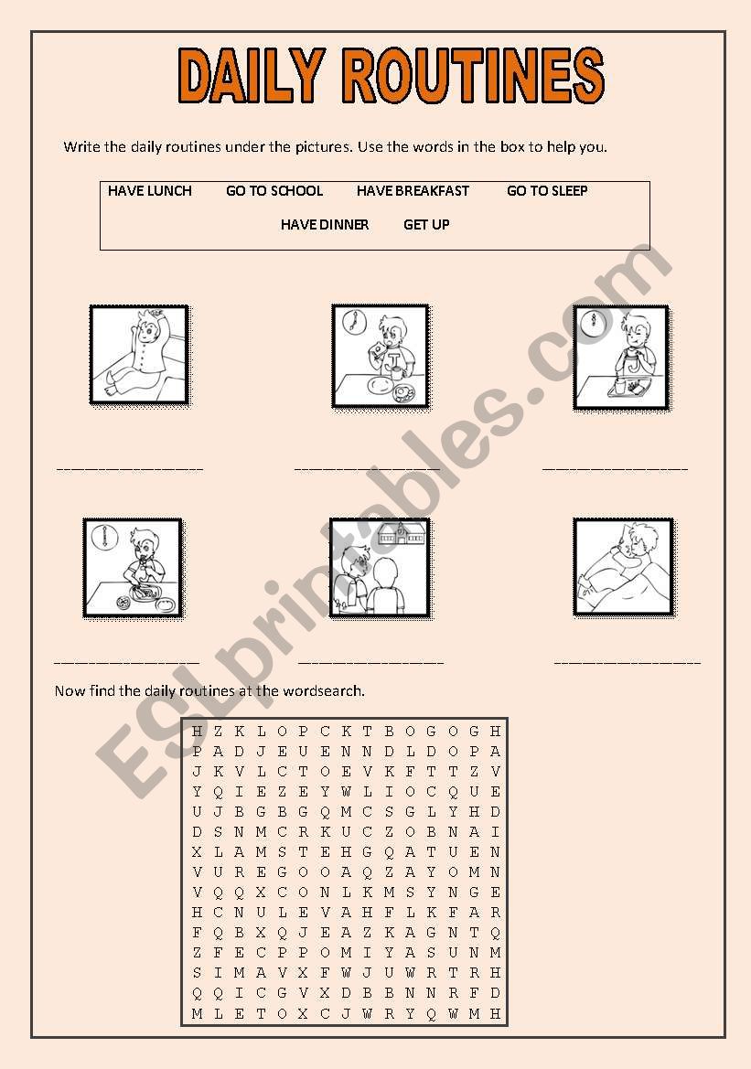 Daily routines worksheet