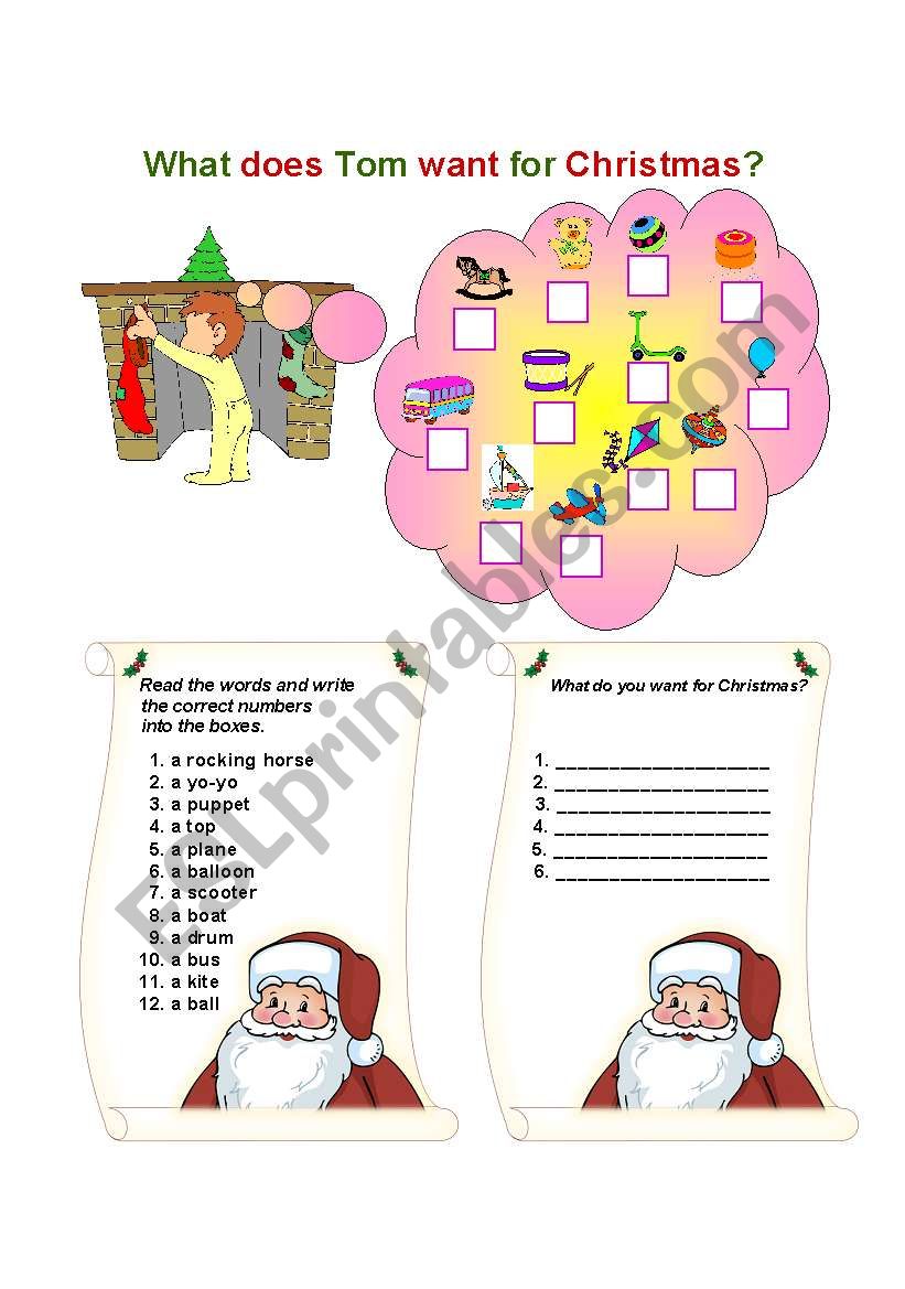 TOMs CHRISTMAS WISH worksheet