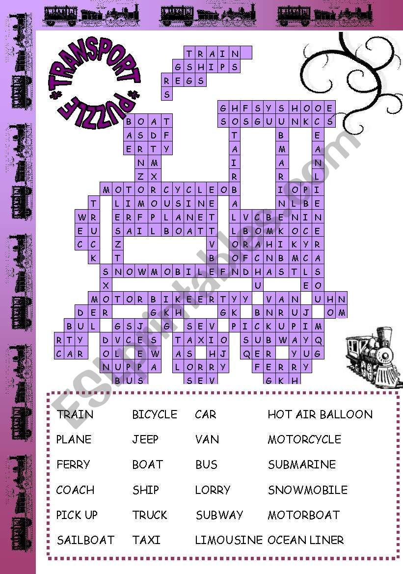 TRANSPORT PUZZLE worksheet