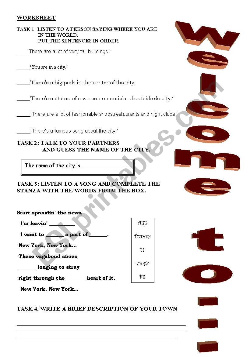 New York, New York worksheet