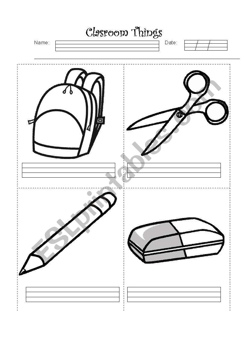 clasroom things worksheet