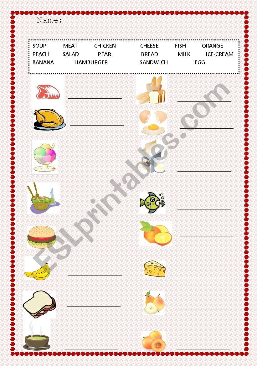 Food match!  worksheet