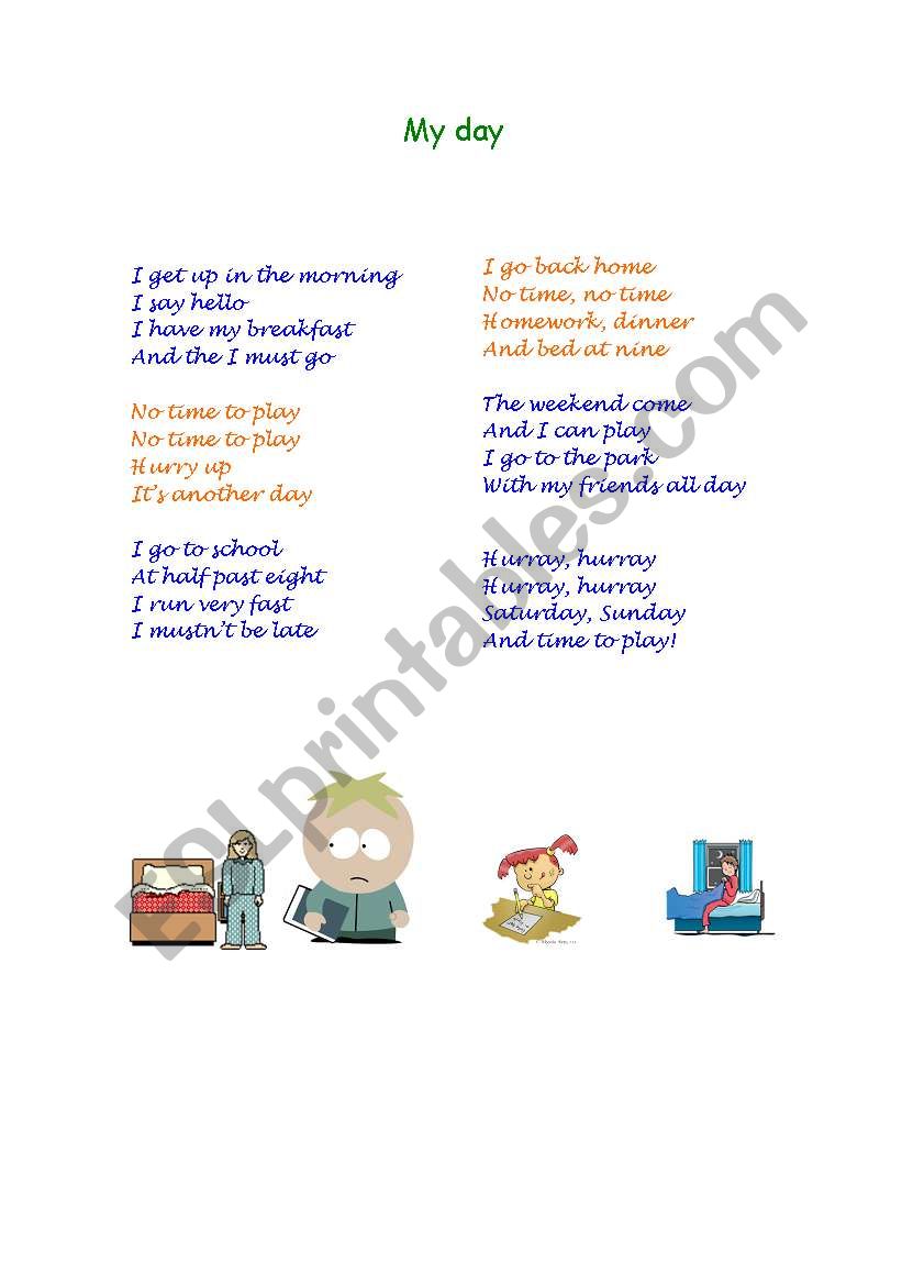 Daily Routines Song worksheet