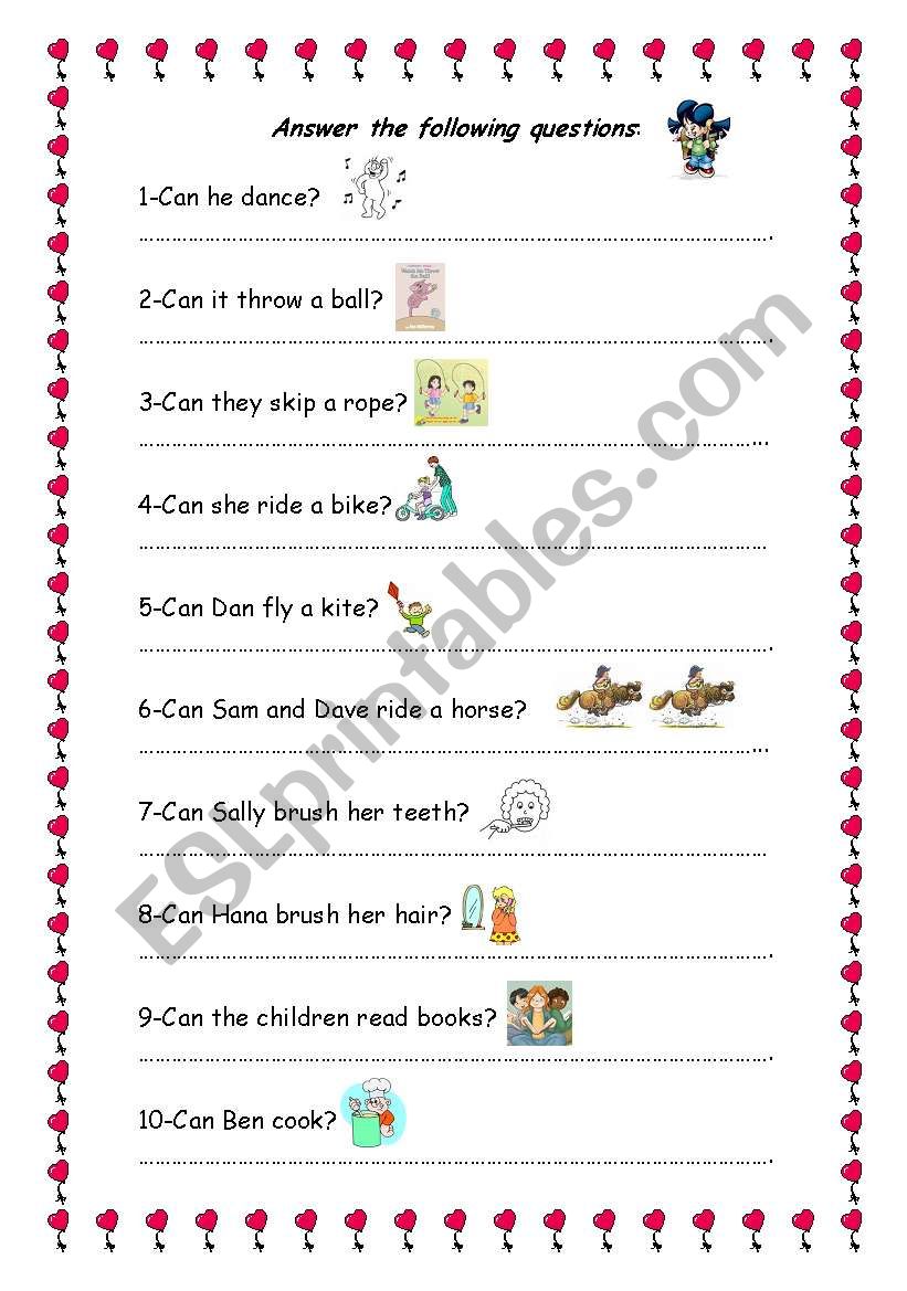 can .........? worksheet