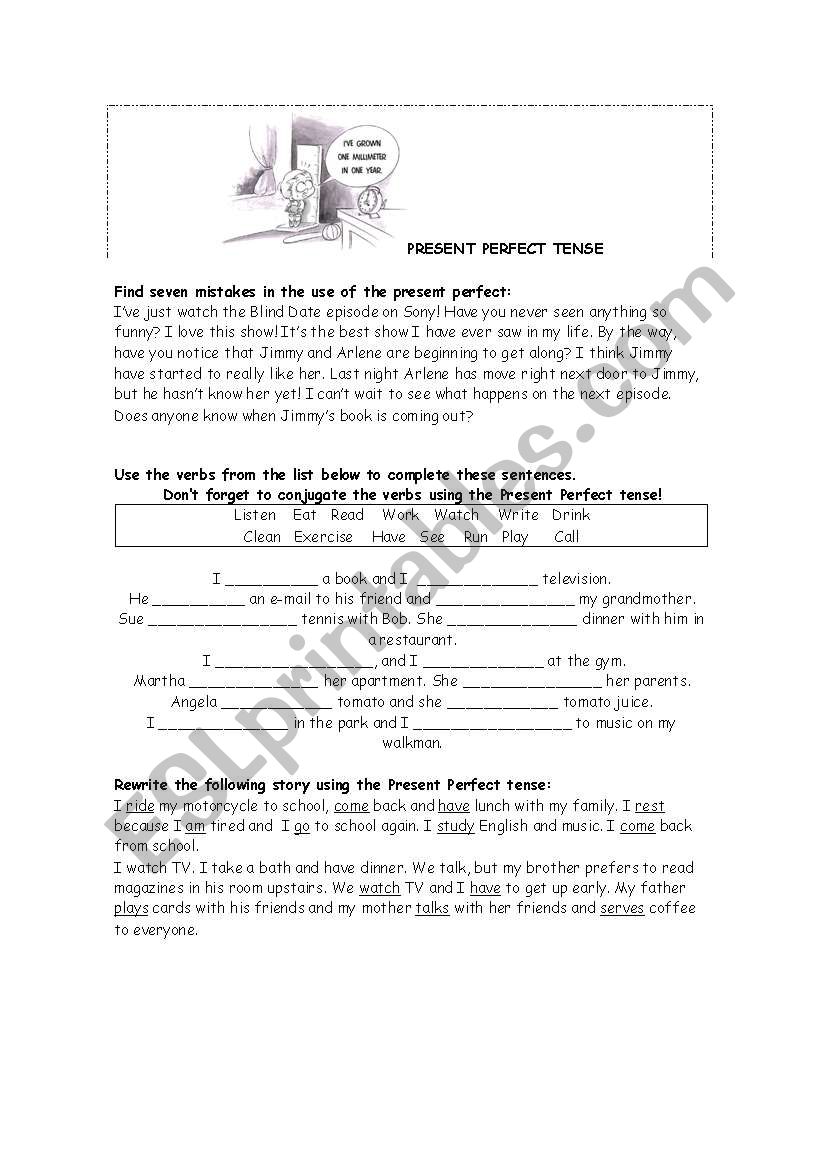 Present Perfect Tense worksheet