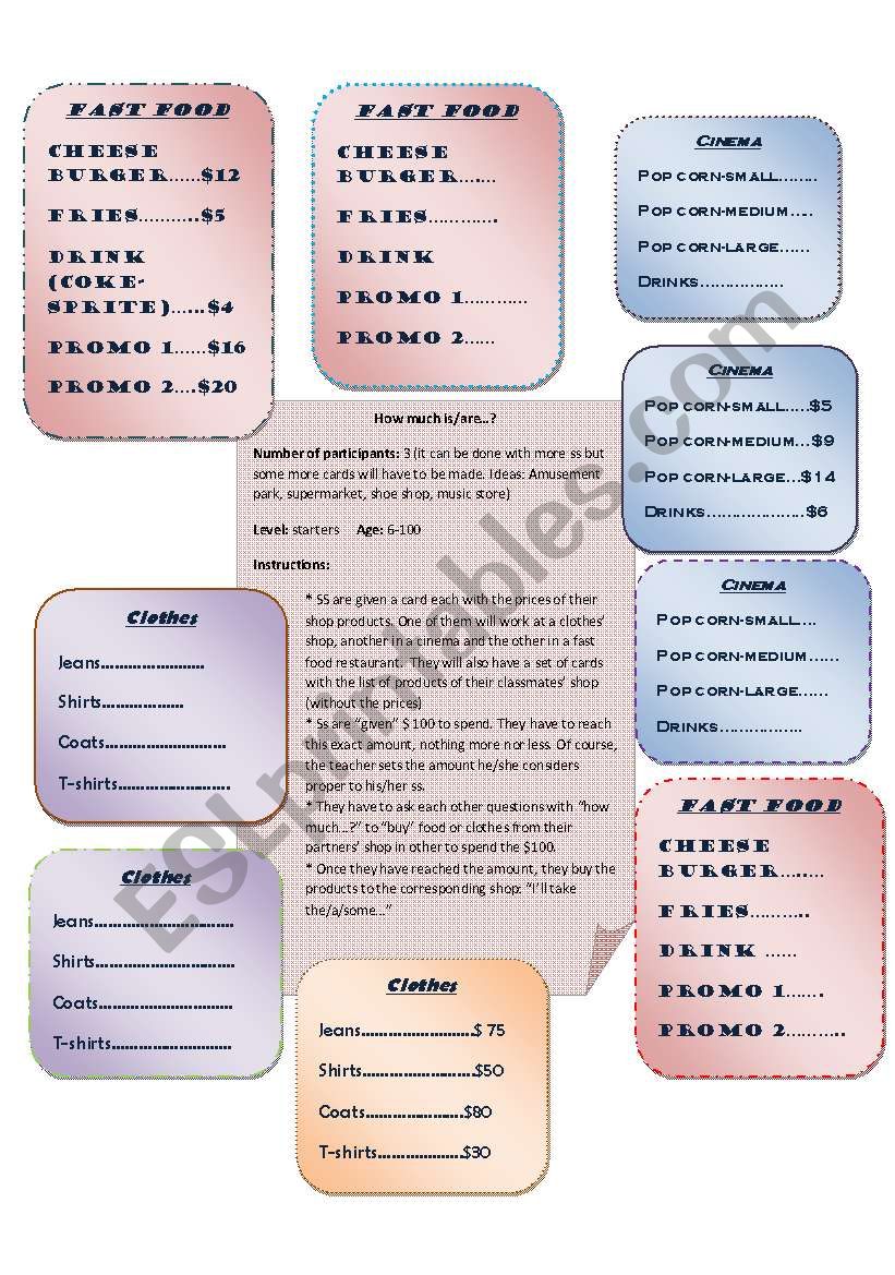 How much is/are-SPEAKING ACTIVITY