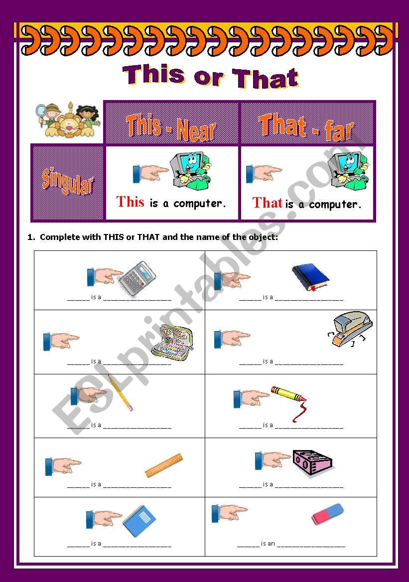 This or That  - part 01 worksheet