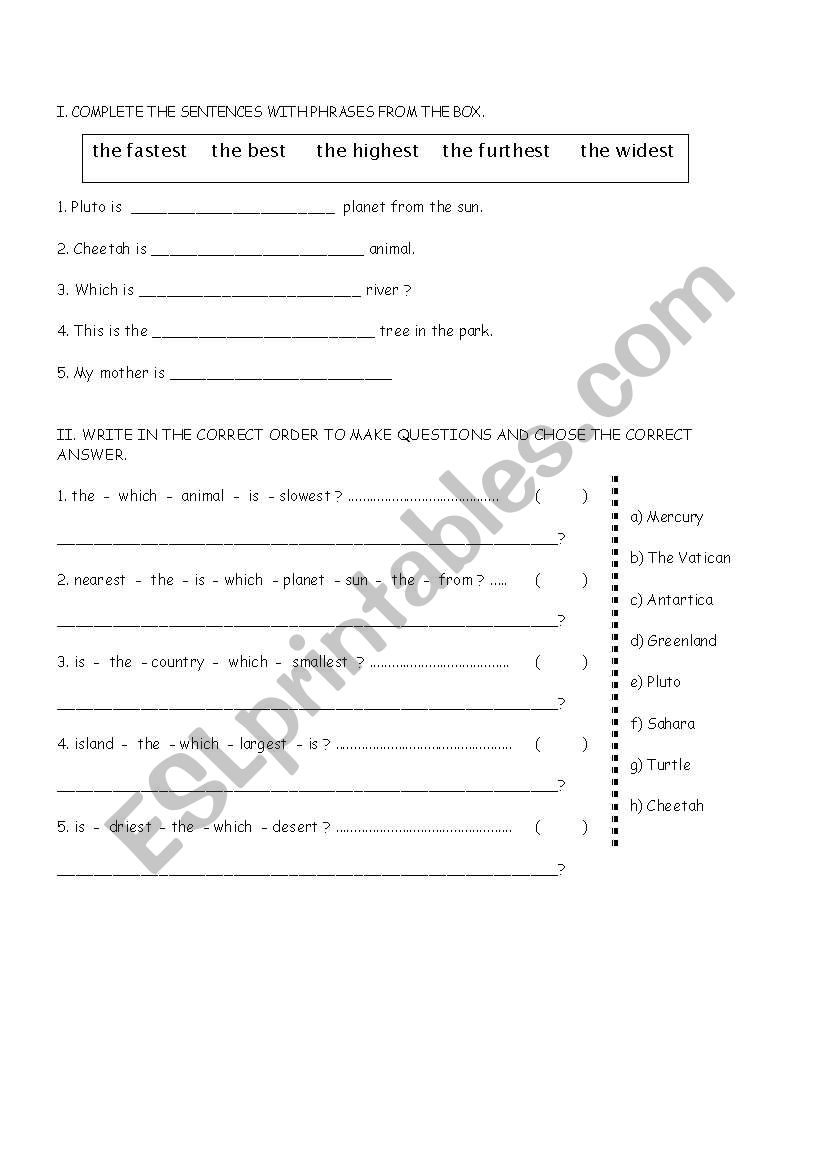 Comparatives worksheet