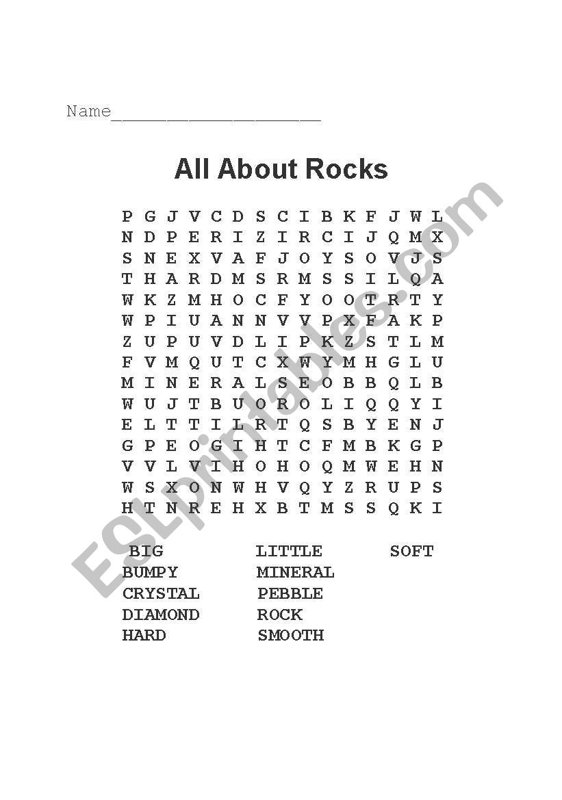 Rocks worksheet