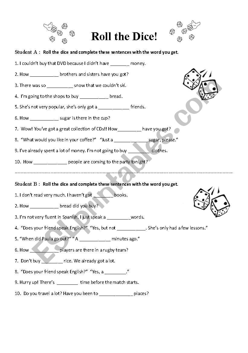 Roll the Dice! worksheet