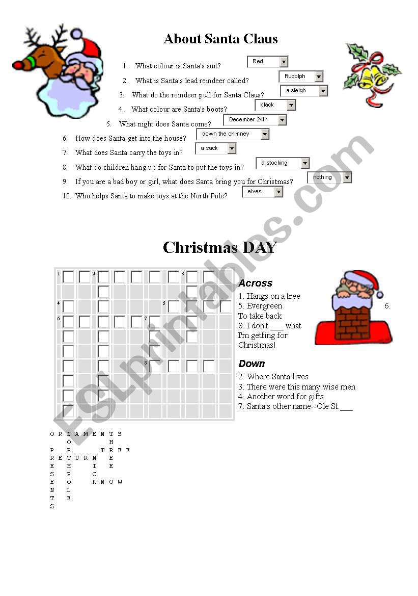 santa claus worksheet