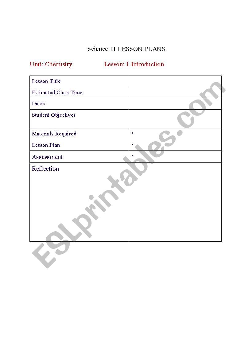 Lesson Plan Template worksheet