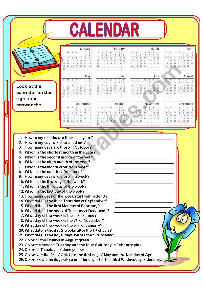 Questions On Calendar Mae Harriott