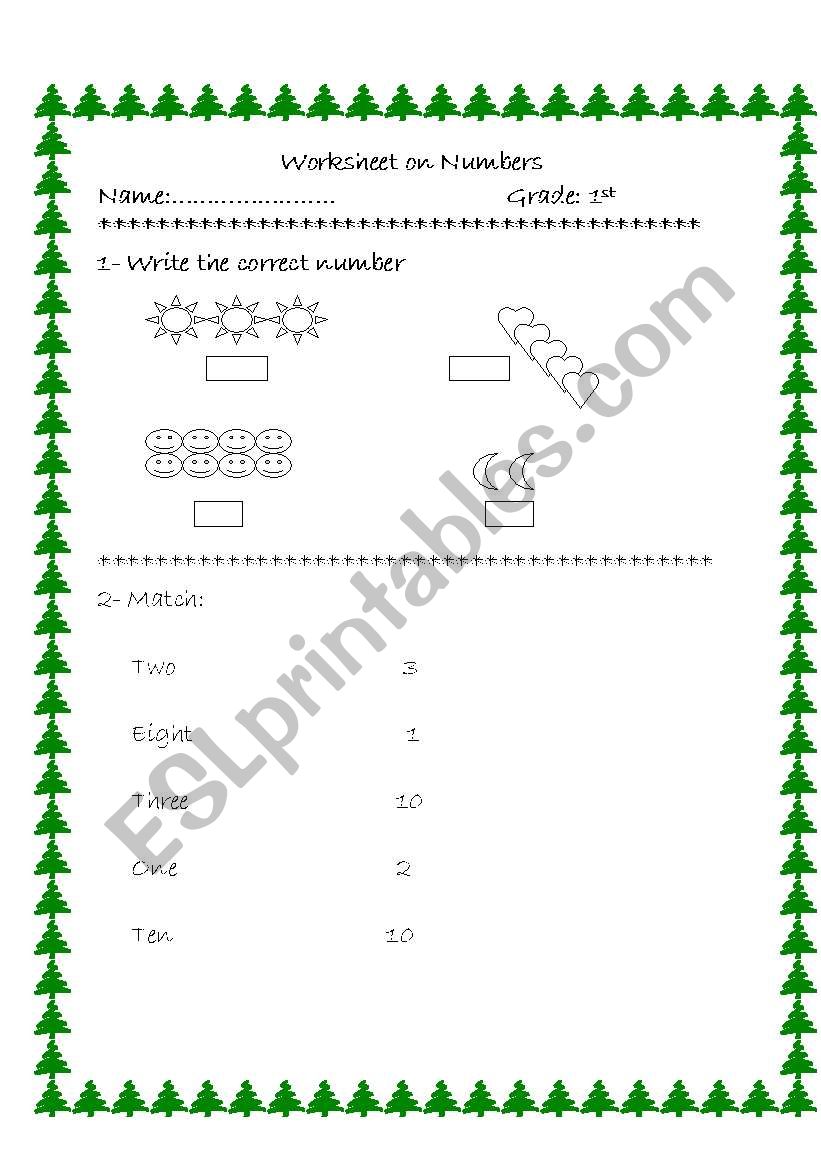 worksheet on numbers worksheet