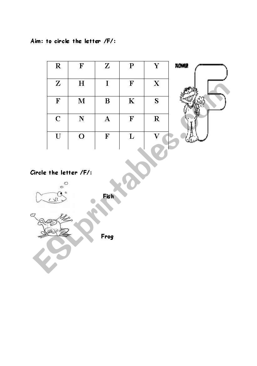 letter F worksheet