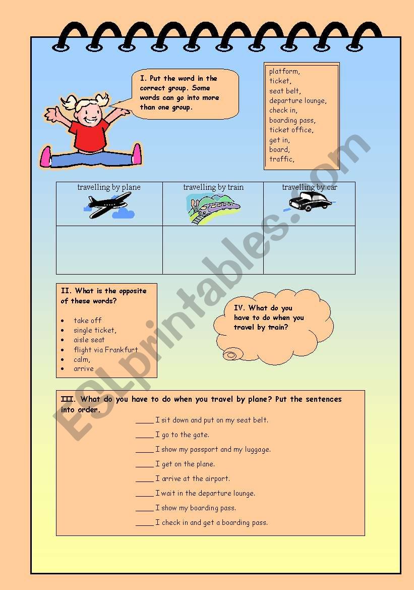 Travelling worksheet