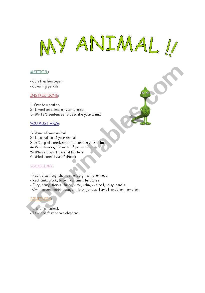 My animal worksheet