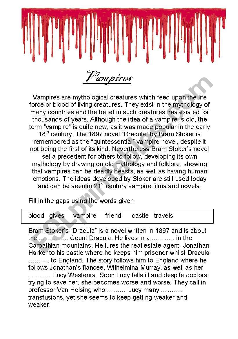 Vampires worksheet