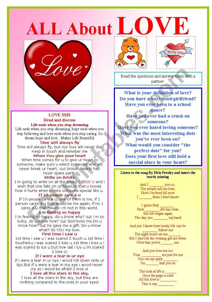 All about Love worksheet