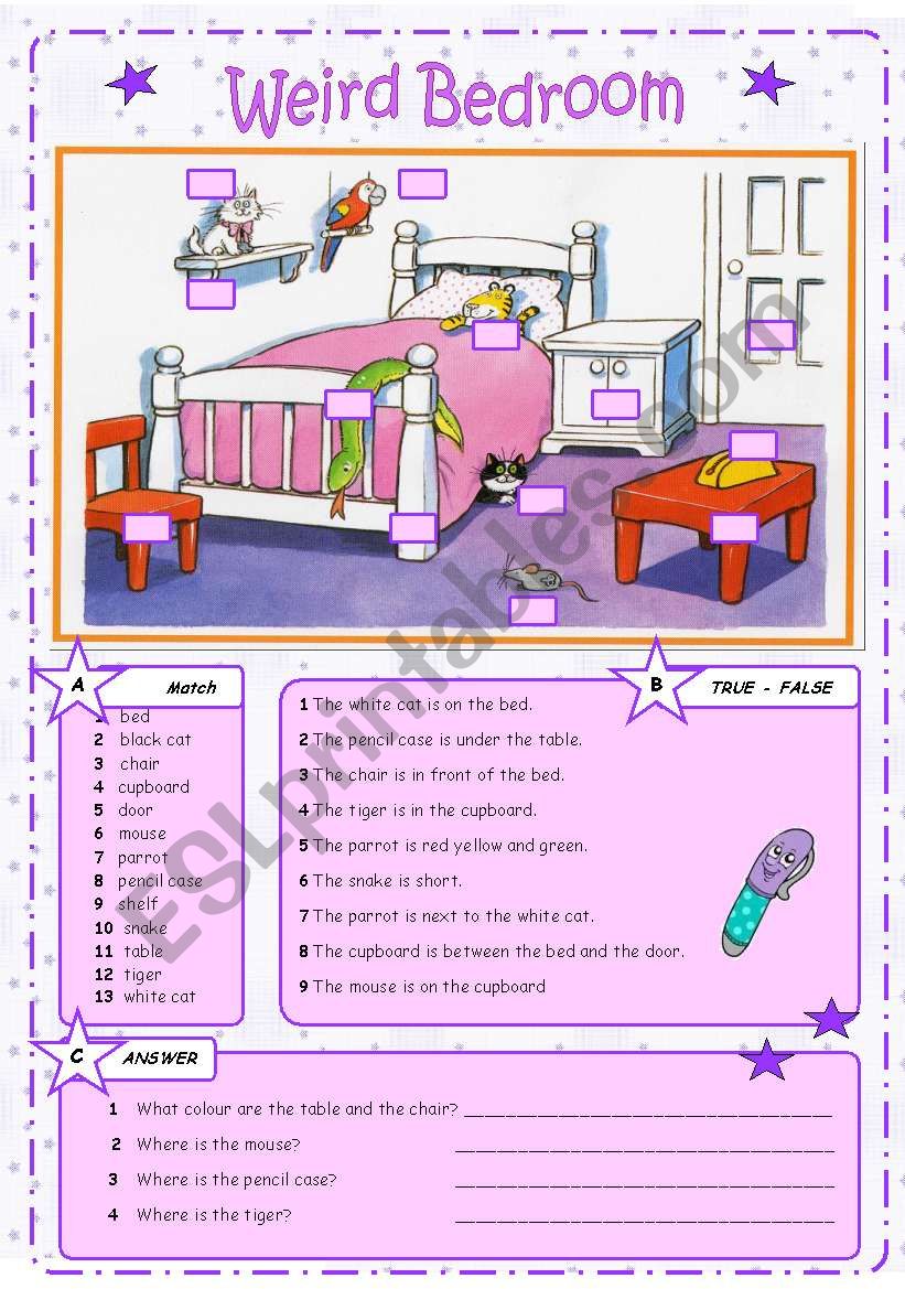 PREPOSITIONS + TO BE - B&W  worksheet