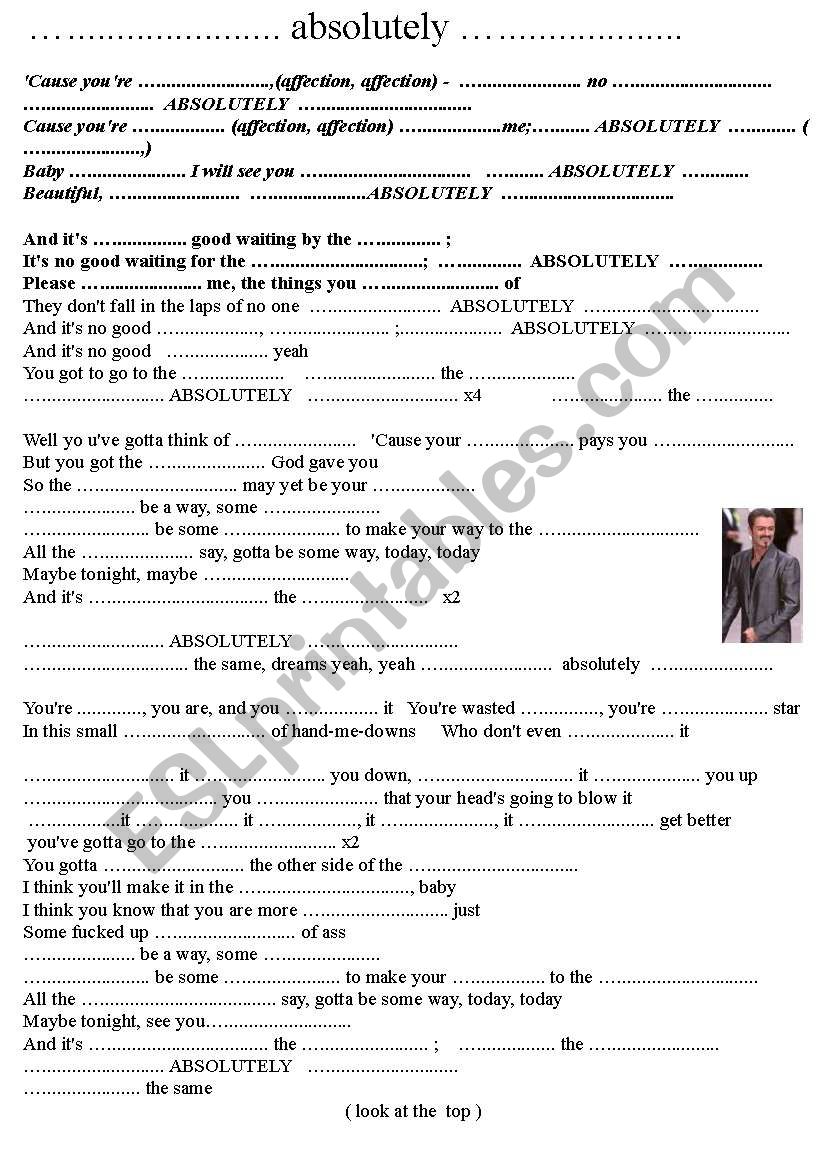 FLAWLESS   GEORGE  MICHAEL worksheet