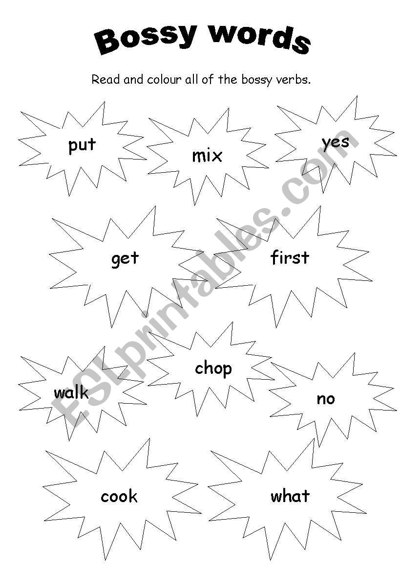 Bossy Words worksheet