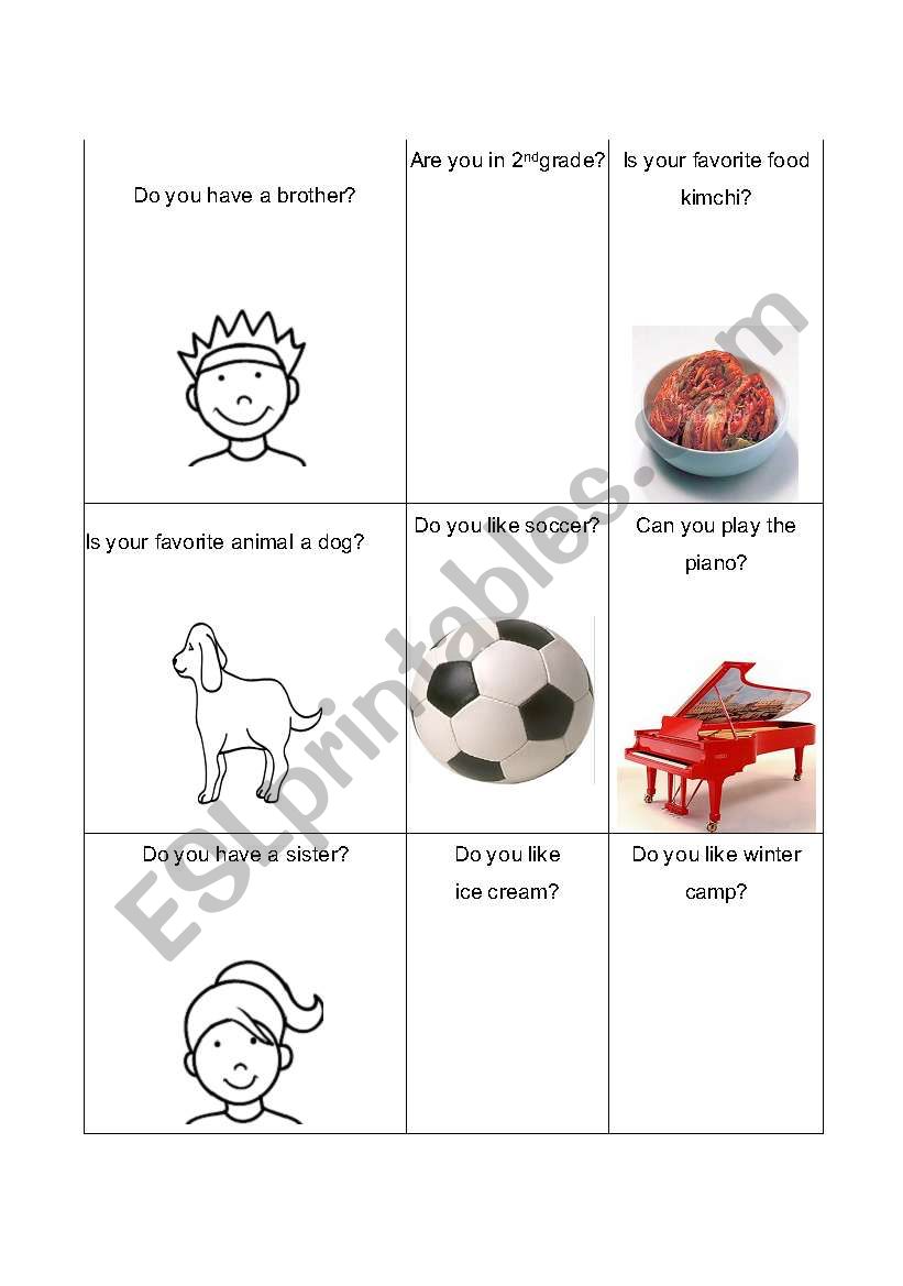 Human Bingo -- kimchi worksheet