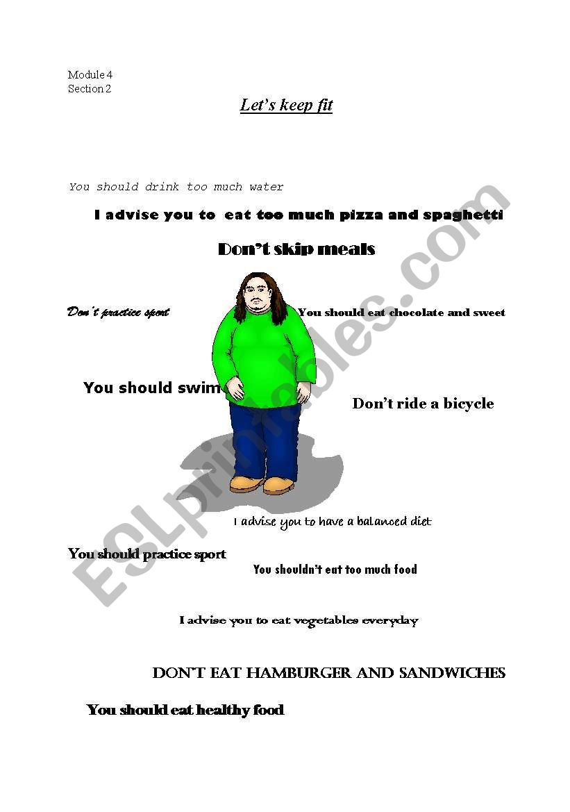 LetÂ´s keep fit worksheet
