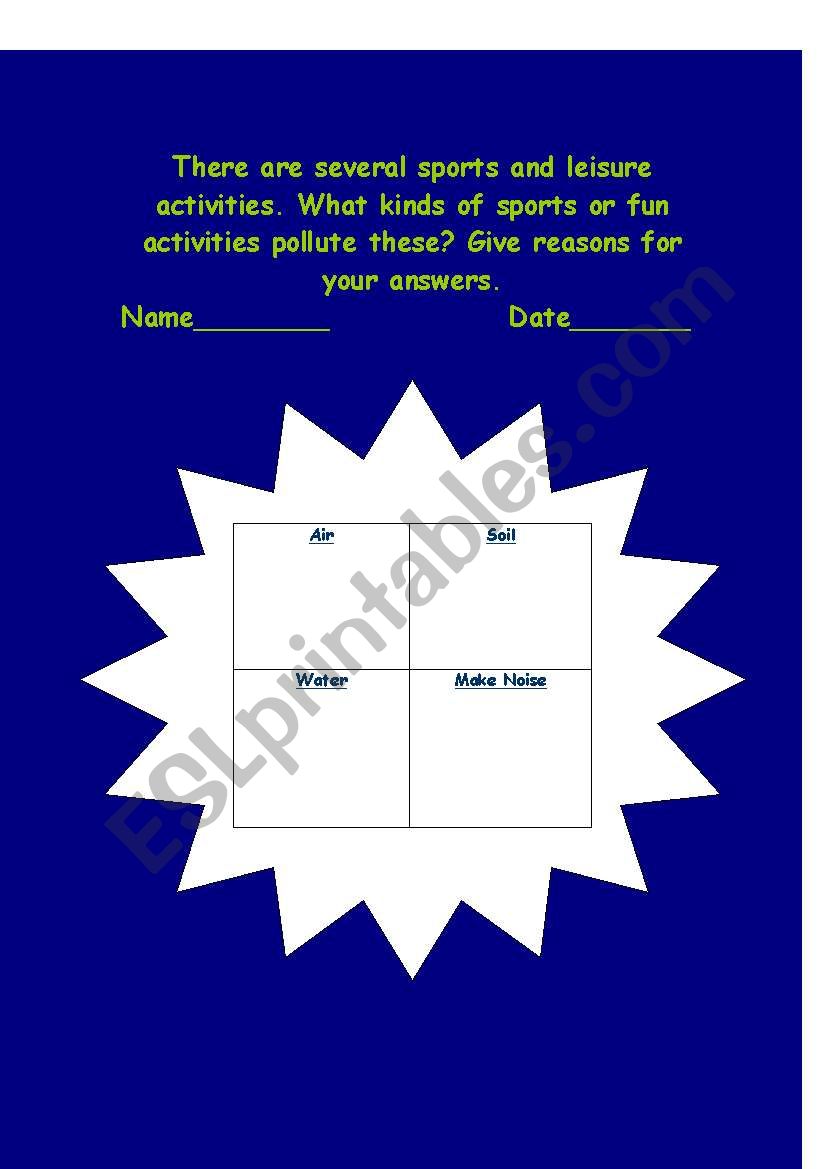 Leisure Activities worksheet