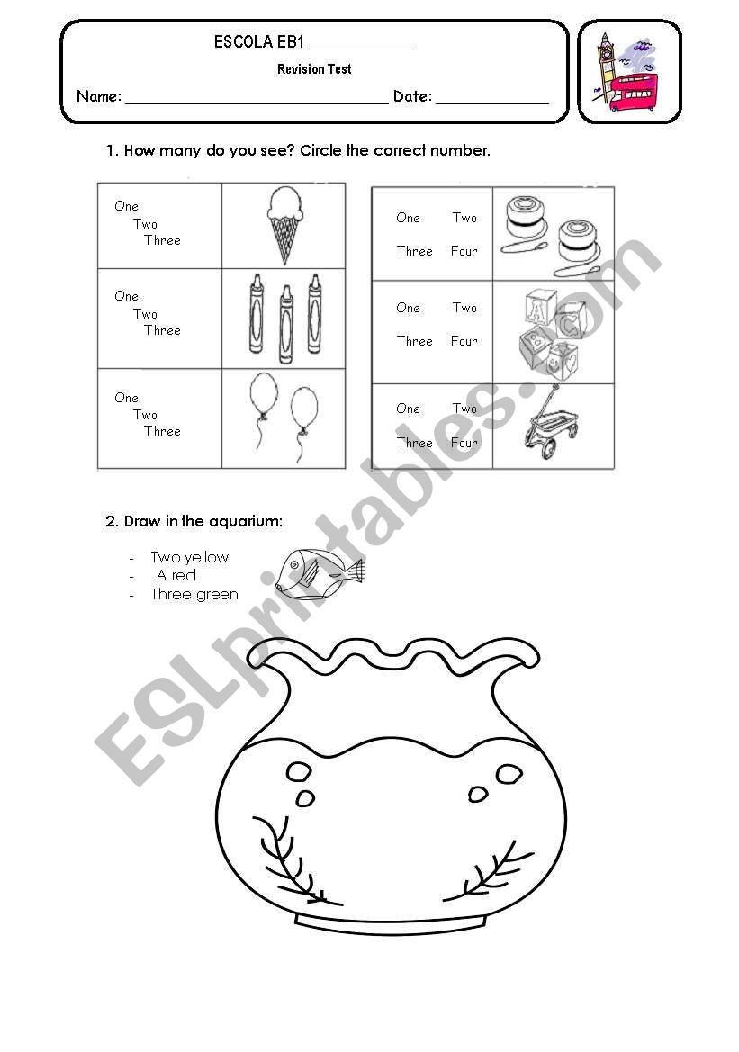 Numbers and Colours Revision worksheet